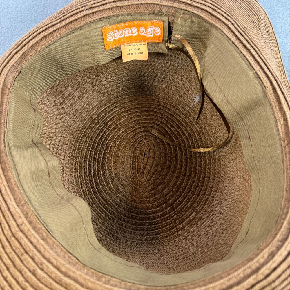 Stone Age Tan Natural Straw Wide Brim Floppy Sun Hat SWT-3640 - Picture 2 of 8